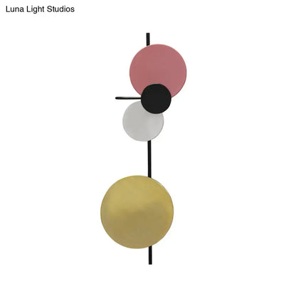 Pink Gold Circular Wall Light by Decorbites; 4 discs on a black vertical rod on Tampa Home & Garden Store