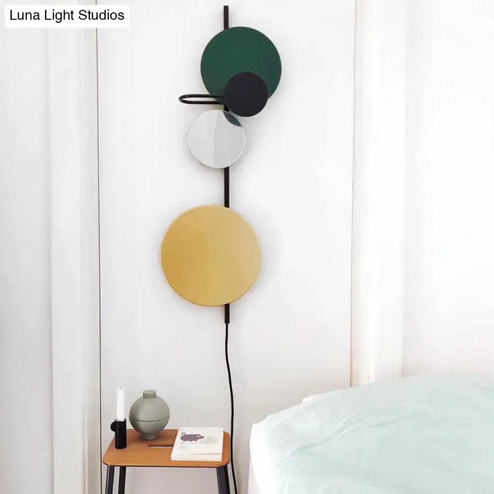 Pink Gold Circular Wall Light by Decorbites with stacked color discs on a vertical rod on Tampa Home & Garden Store