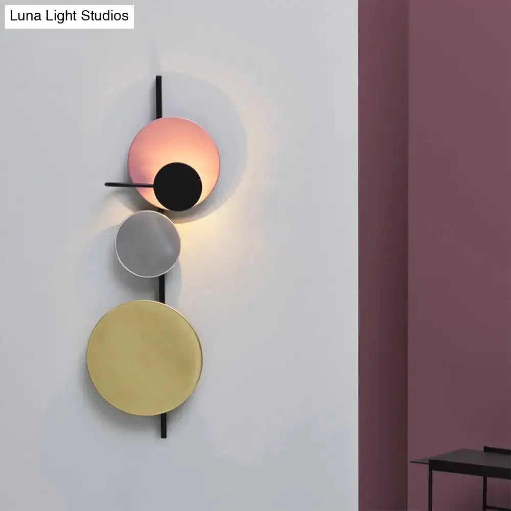 Pink Gold Circular Wall Light Decorbites with discs on black mount on Tampa Home & Garden Store