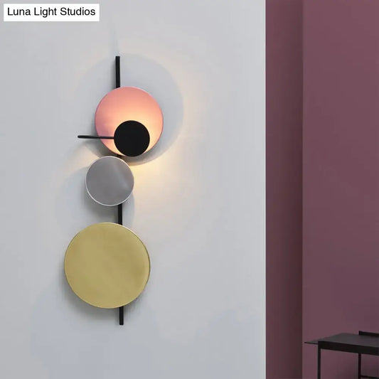 Pink Gold Circular Wall Light Decorbites with discs on black mount on Tampa Home & Garden Store