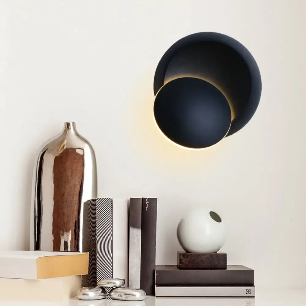 Pink Gold Circular Wall Light by Decorbites; navy overlapping discs with warm edge glow on Tampa Home & Garden Store