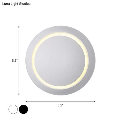 Pink gold circular wall light by Decorbites, white round fixture with inner glow, 5.5in dia on Tampa Home & Garden Store