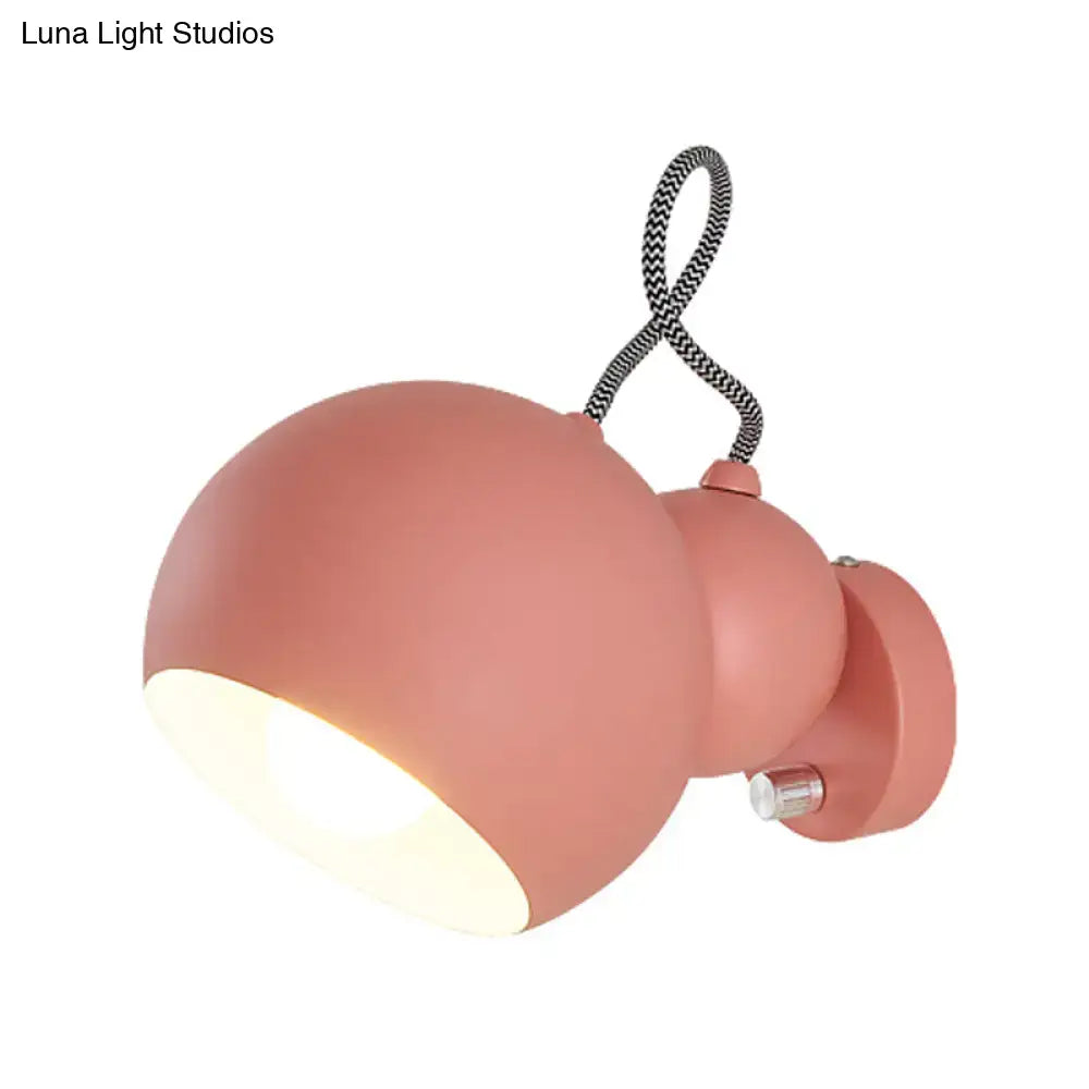 Pink spherical wall lamp by Decorbites with braided cord on Tampa Home & Garden Store