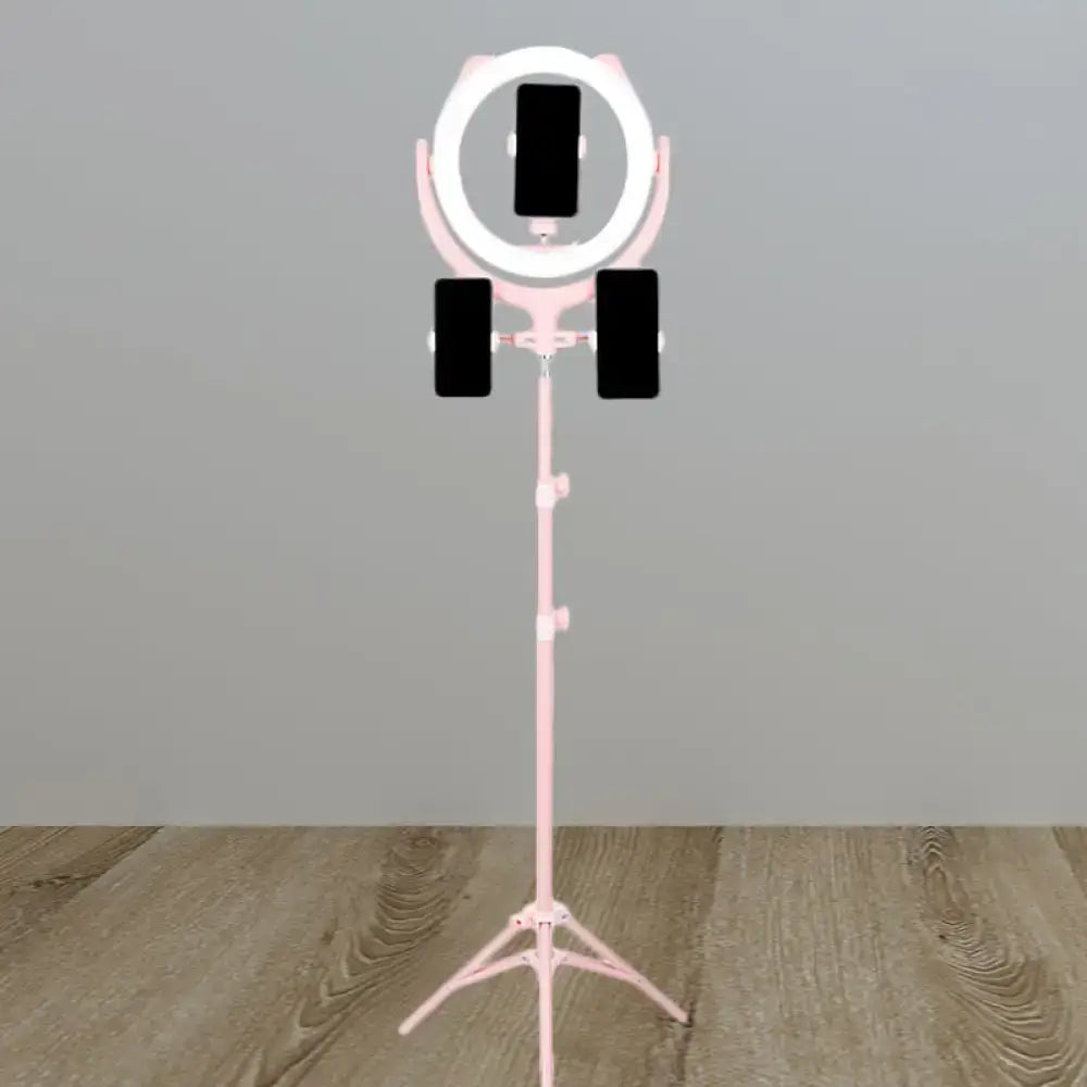 Decorbites pink triple ring light on tripod stand with three phone mounts on Tampa Home & Garden Store