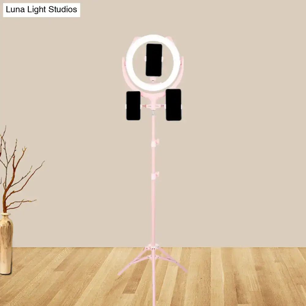 Pink triple ring light on adjustable tripod with three smartphone mounts Decorbites on Tampa Home & Garden Store