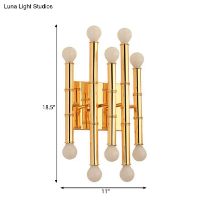 Gold Bamboo Wall Sconce by Decorbites, bamboo rods with white globe bulbs on Tampa Home & Garden Store