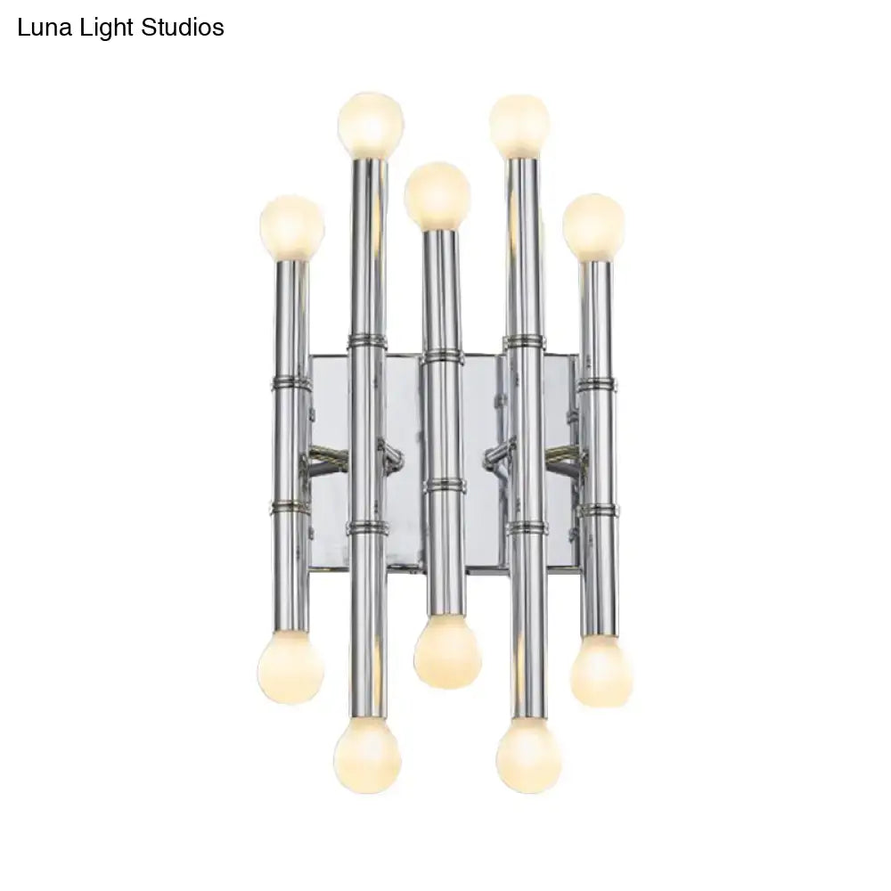 Gold Bamboo Wall Sconce by Decorbites with globe bulbs and chrome bamboo rods on Tampa Home & Garden Store