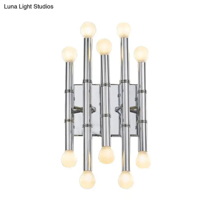 Gold Bamboo Wall Sconce by Decorbites with globe bulbs and chrome bamboo rods on Tampa Home & Garden Store