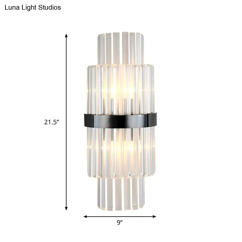 Black Prism Wall Sconce by Decorbites with vertical glass prisms and black band, 21.5 in tall on Tampa Home & Garden Store