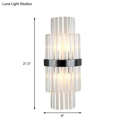 Black Prism Wall Sconce by Decorbites with vertical glass prisms and black band, 21.5 in tall on Tampa Home & Garden Store