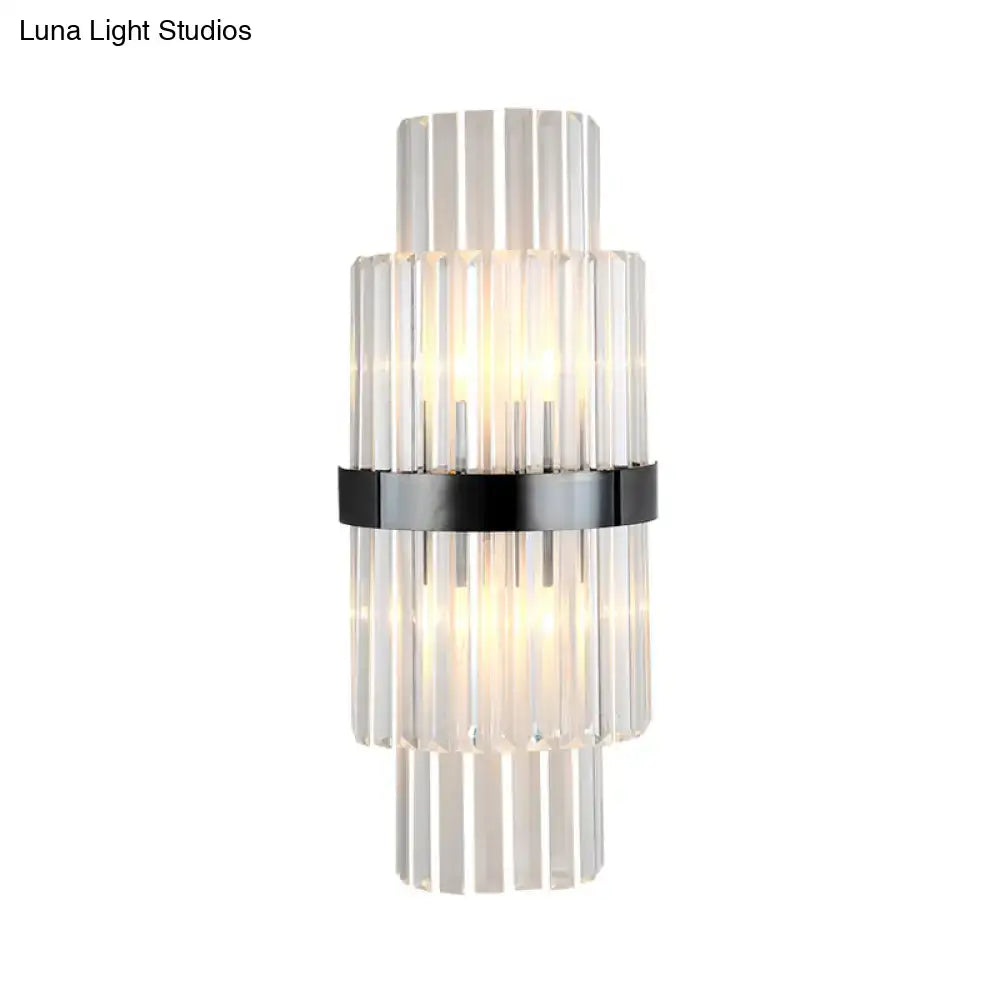 Black Prism Wall Sconce by Decorbites with clear glass prisms and a black band on Tampa Home & Garden Store