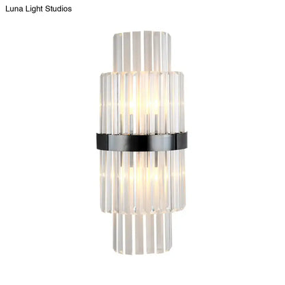 Black Prism Wall Sconce by Decorbites with clear glass prisms and a black band on Tampa Home & Garden Store