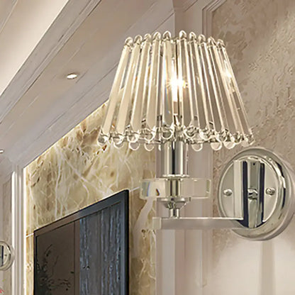 Chrome Crystal Pyramid Wall Light by Decorbites, chrome finish wall sconce with hanging crystals on Tampa Home & Garden Store