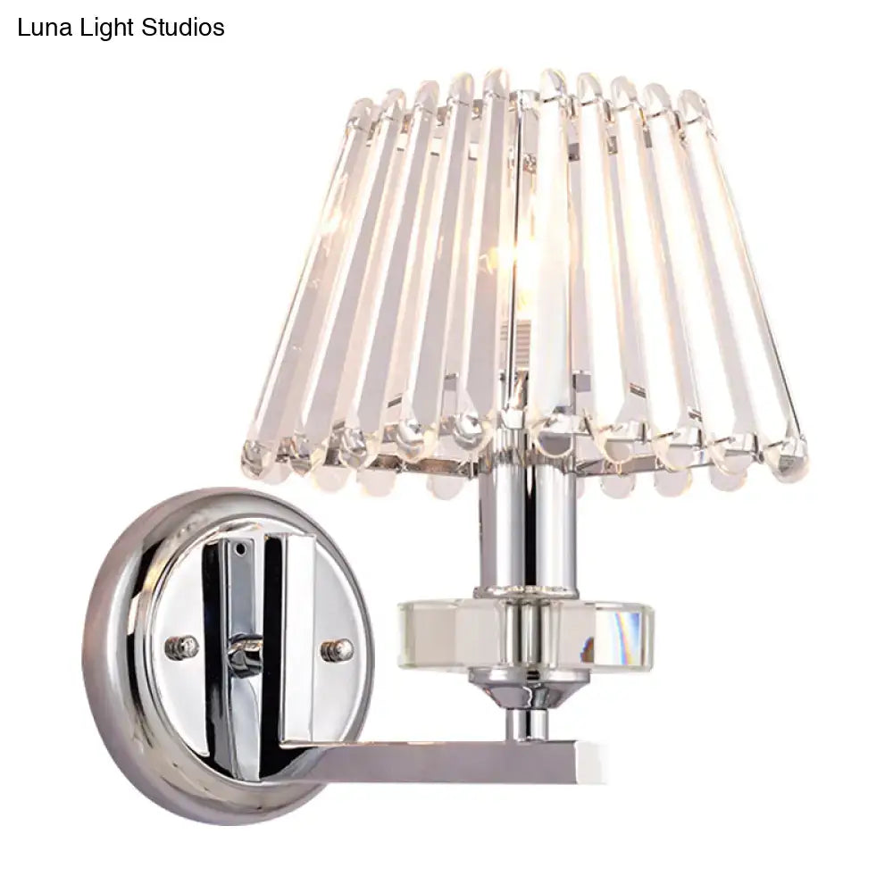 Chrome Crystal Pyramid Wall Light wall sconce with crystal prism shade on Tampa Home & Garden Store