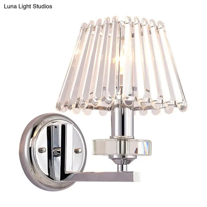Chrome Crystal Pyramid Wall Light wall sconce with crystal prism shade on Tampa Home & Garden Store