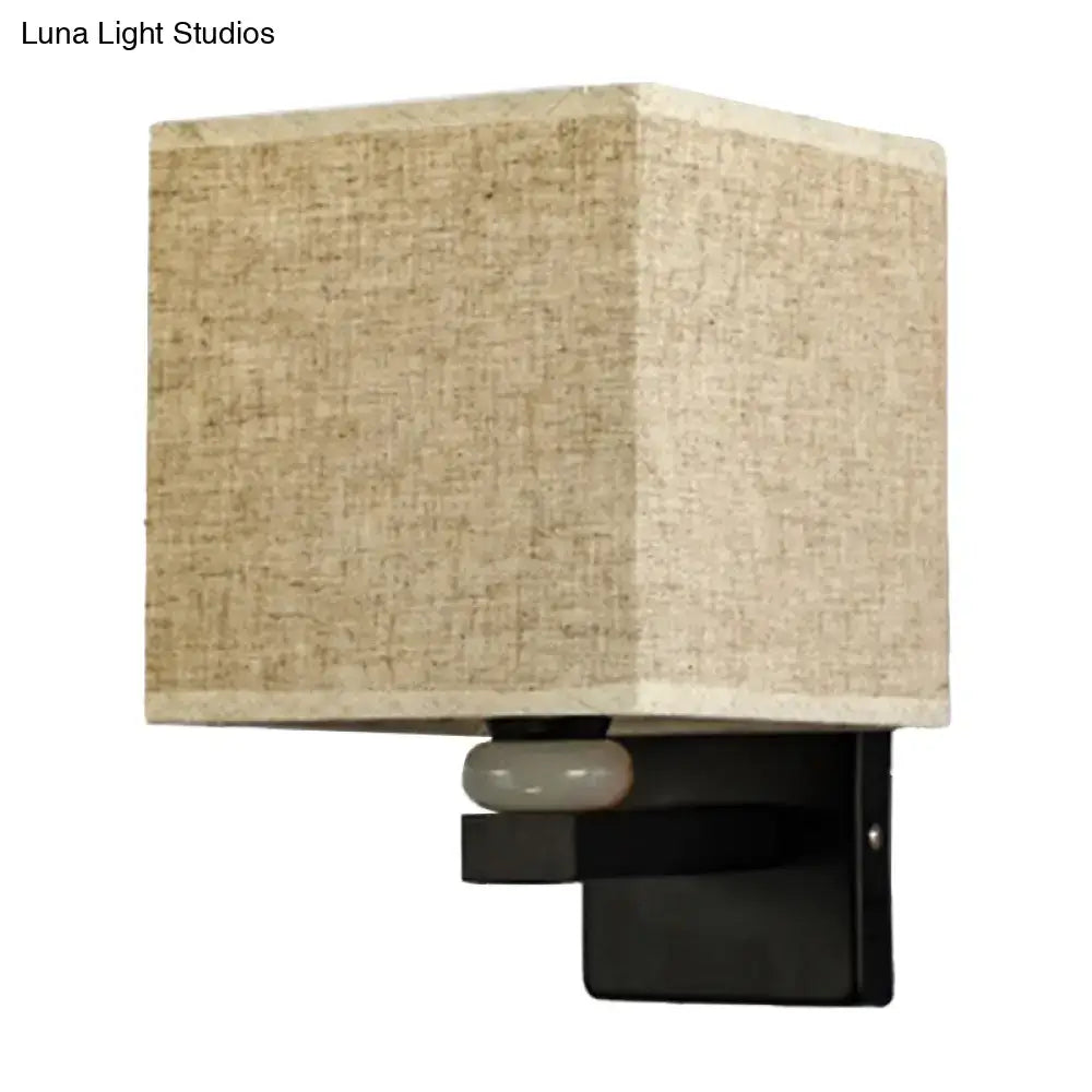 Fabric Rectangle Wall Light Decorbites beige linen shade with black metal wall mount on Tampa Home & Garden Store