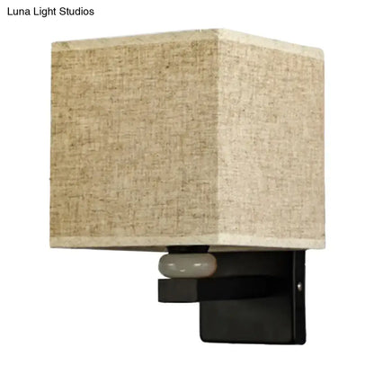 Fabric Rectangle Wall Light Decorbites beige linen shade with black metal wall mount on Tampa Home & Garden Store
