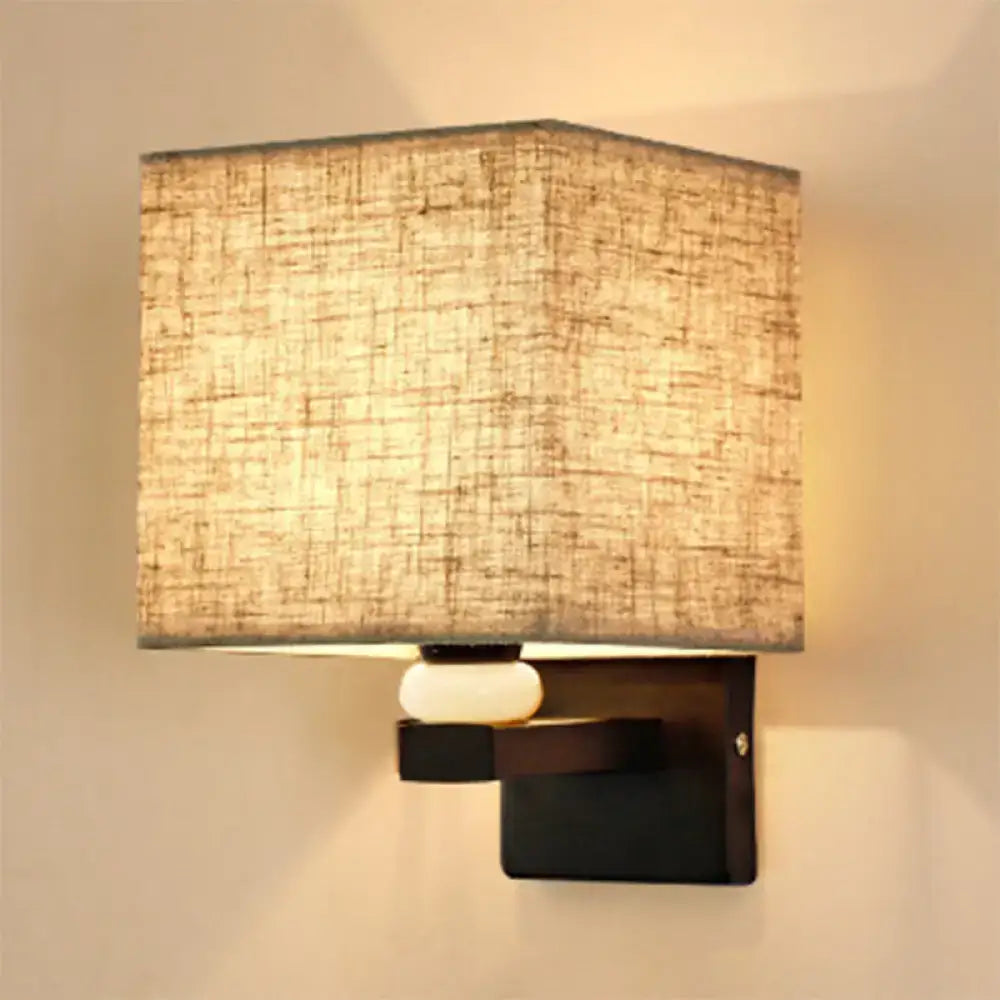 Decorbites Fabric Rectangle Wall Light with beige linen shade and black metal mount on Tampa Home & Garden Store