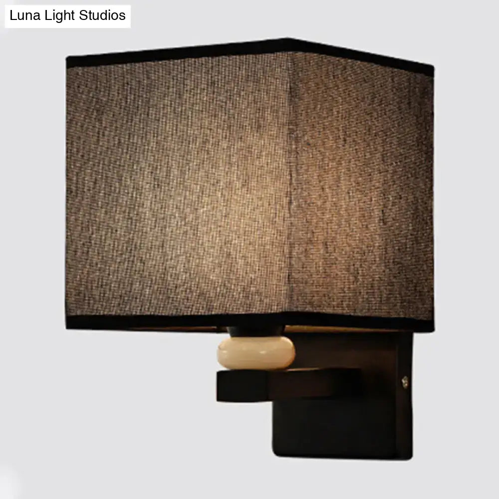 Fabric Rectangle Wall Light by Decorbites with black frame and beige fabric shade on Tampa Home & Garden Store