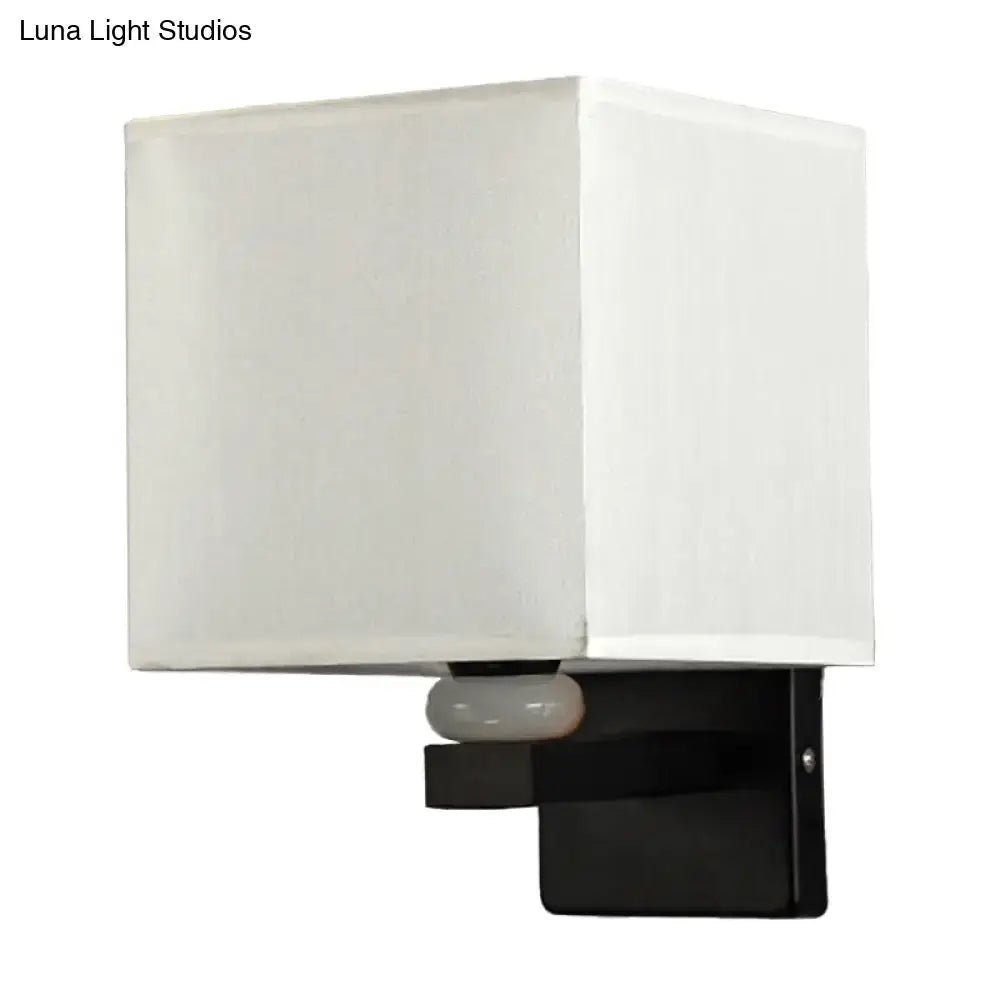 Fabric Rectangle Wall Light by Decorbites with white fabric shade and black metal wall mount on Tampa Home & Garden Store