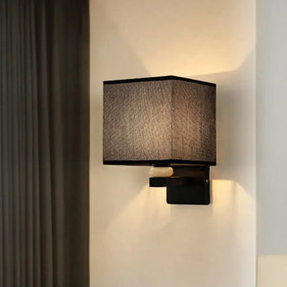 Fabric Rectangle Wall Light wall sconce with black metal base and rectangular fabric shade on Tampa Home & Garden Store