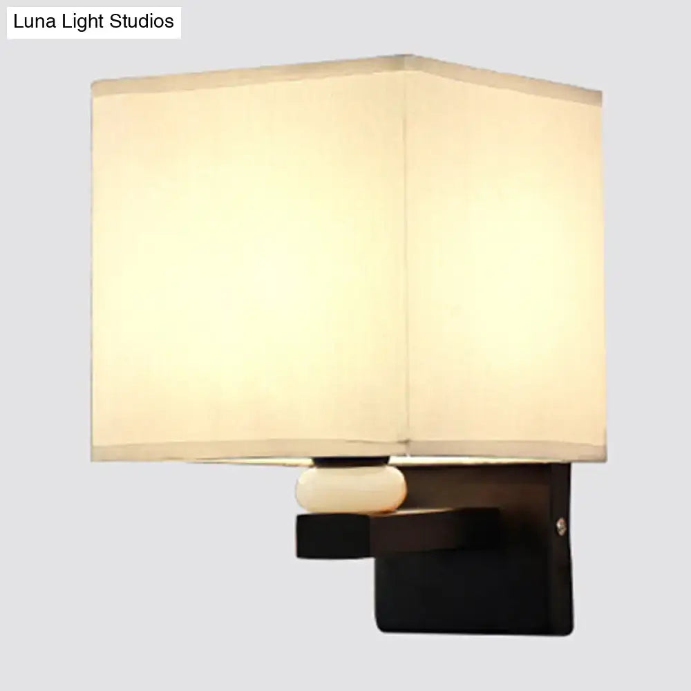Decorbites Fabric Rectangle Wall Light with cream fabric shade and black wall mount on Tampa Home & Garden Store