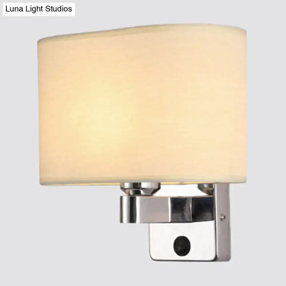 Decorbites chrome fabric oval shade wall sconce with beige shade and chrome mount on Tampa Home & Garden Store