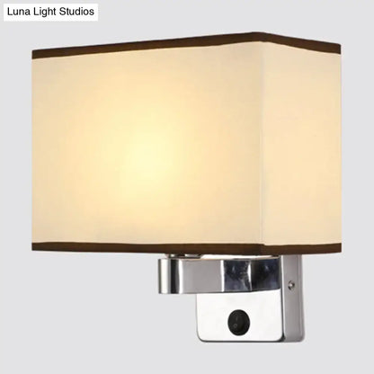 Chrome fabric oval shade wall sconce by Decorbites with beige shade and polished metal mount on Tampa Home & Garden Store