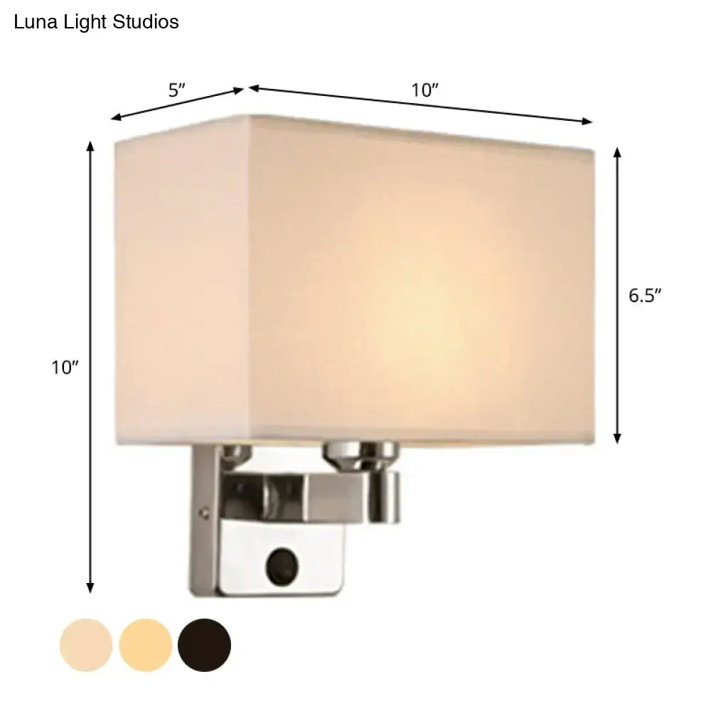 Chrome Fabric Wall Sconce with Oval Shade