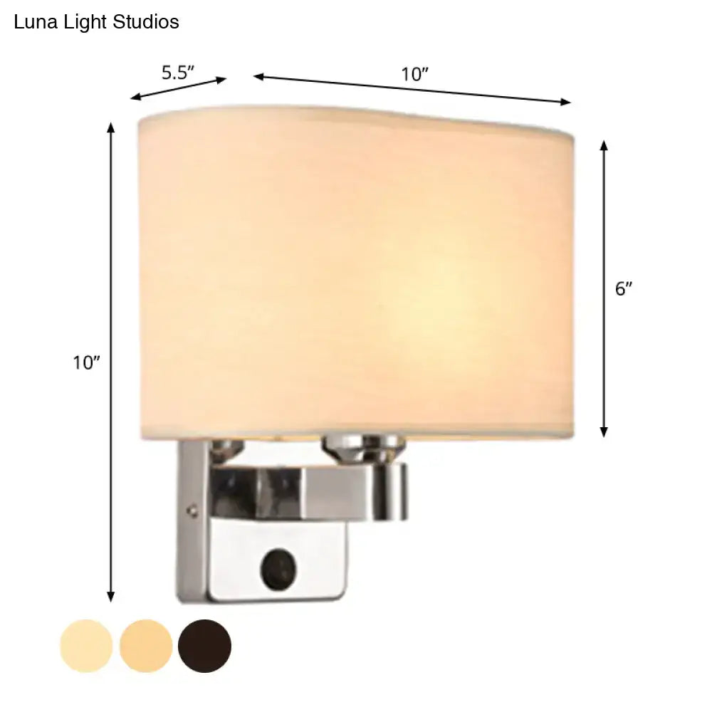 Chrome Fabric Oval Shade Wall Sconce by Decorbites with beige shade and chrome mount on Tampa Home & Garden Store