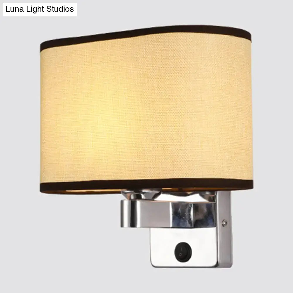 Chrome Fabric Oval Shade Wall Sconce with beige fabric shade and chrome mount by Decorbites on Tampa Home & Garden Store