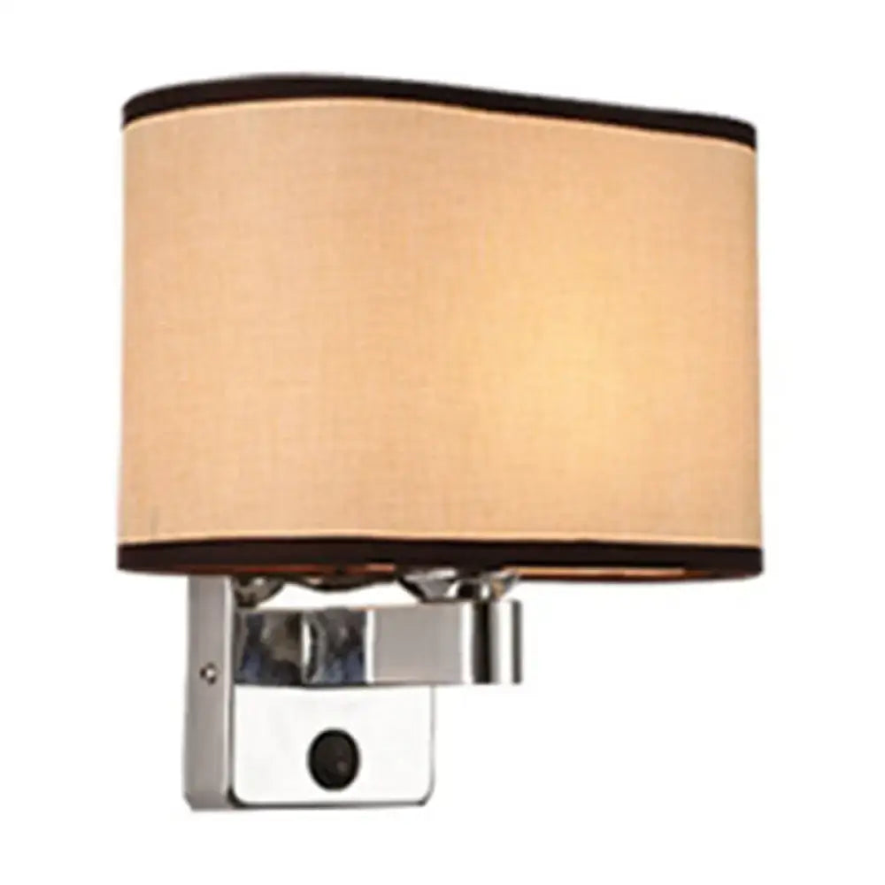 Decorbites chrome oval shade wall sconce with beige fabric shade and chrome mount on Tampa Home & Garden Store