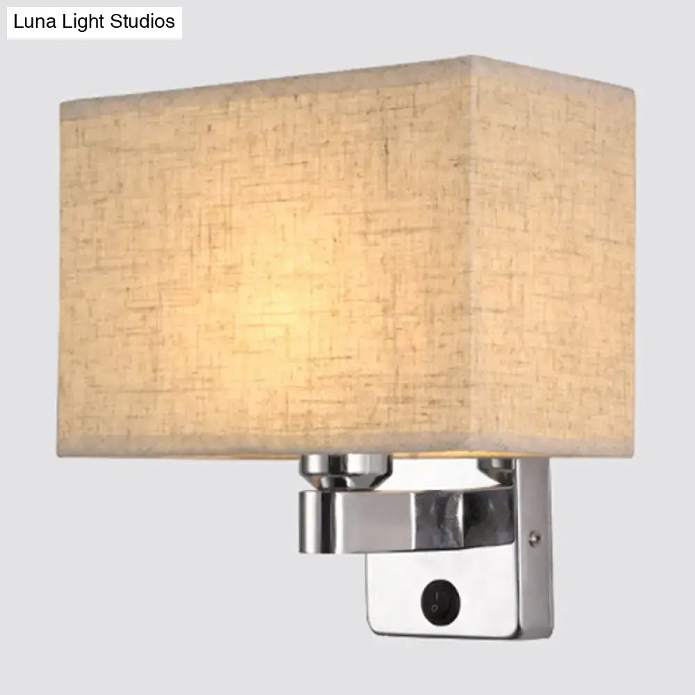 Chrome Fabric Oval Shade Wall Sconce by Decorbites with beige fabric shade on Tampa Home & Garden Store