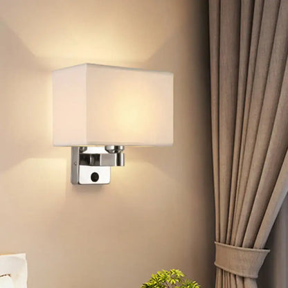Decorbites chrome fabric oval shade wall sconce with white fabric shade on Tampa Home & Garden Store