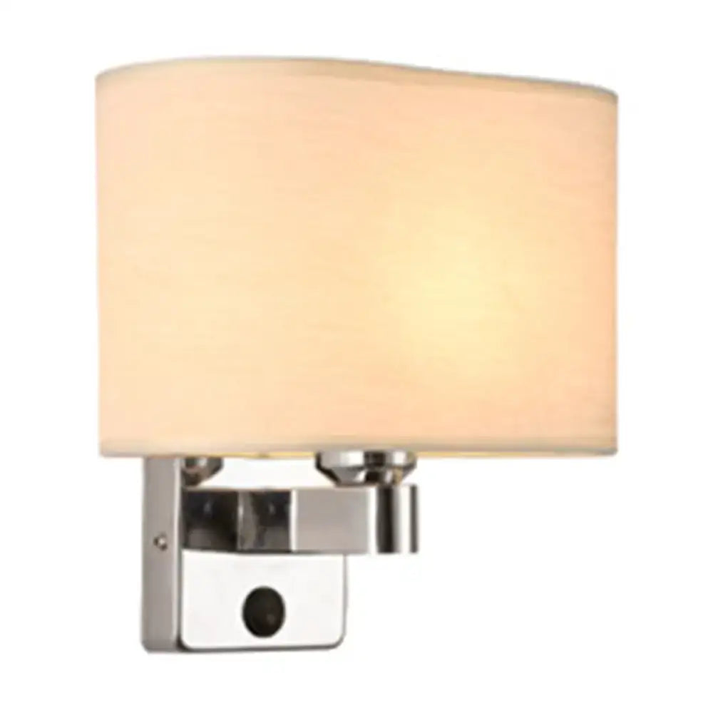 Chrome Fabric Oval Shade Wall Sconce by Decorbites with beige fabric shade and chrome mount on Tampa Home & Garden Store
