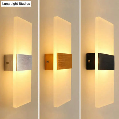 Frosted LED wall sconce by Decorbites with frosted panel in silver, wood or black finishes on Tampa Home & Garden Store