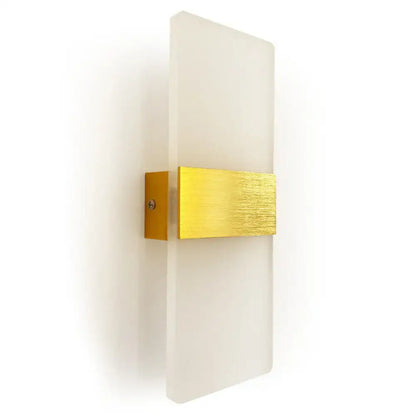 Frosted LED wall sconce with brushed gold rectangular mount on Tampa Home & Garden Store