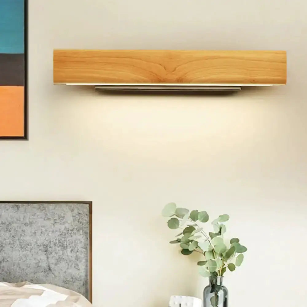 Modern Rectangular Wood LED Sconce Vanity Light