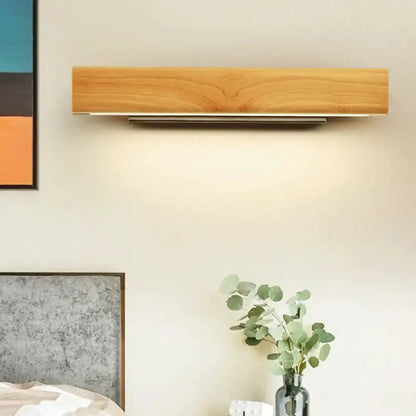 Modern Rectangular Wood LED Sconce Vanity Light