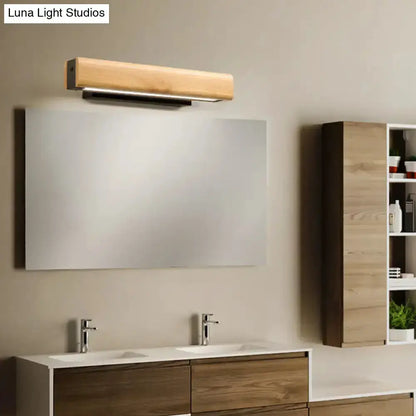 Modern Rectangular Wood LED Sconce Vanity Light