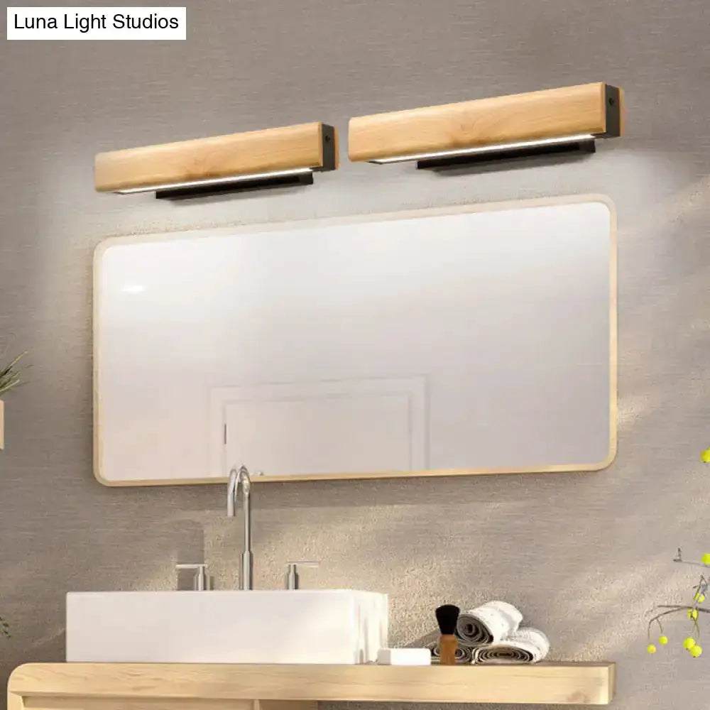 Modern Rectangular Wood LED Sconce Vanity Light