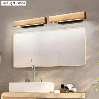 Modern Rectangular Wood LED Sconce Vanity Light
