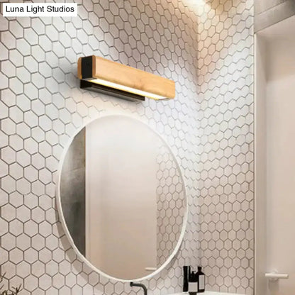Modern Rectangular Wood LED Sconce Vanity Light