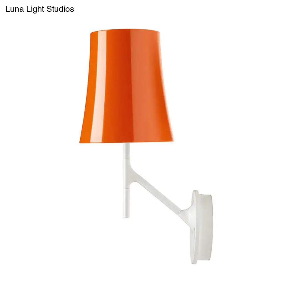 Red White Barrel Sconce with bright orange barrel shade and white wall-mount arm on Tampa Home & Garden Store