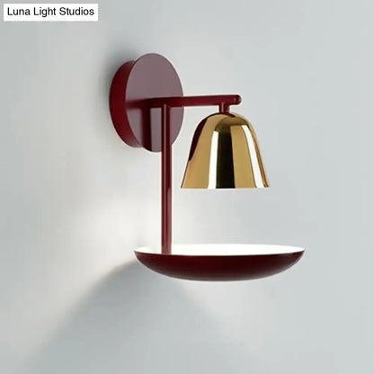 Red Gold Dome Sconce wall light with glossy gold dome shade and red mount on Tampa Home & Garden Store