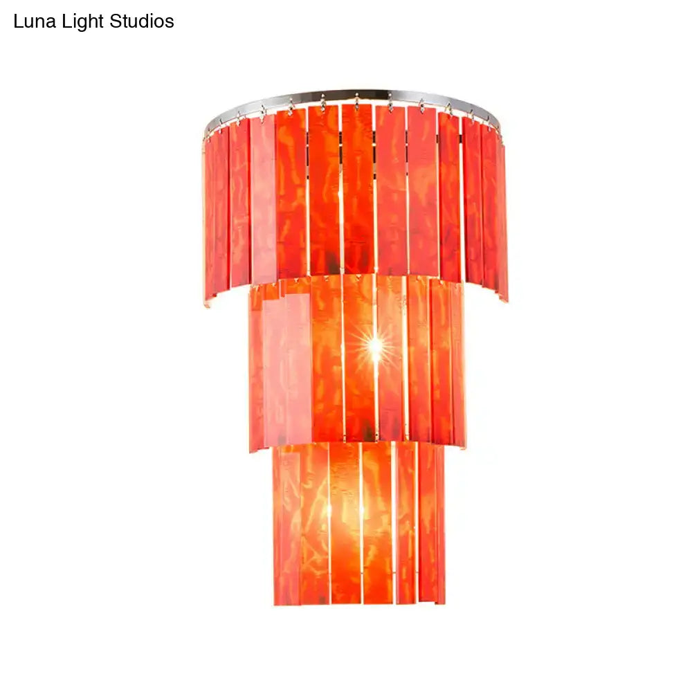 Red Prism Wall Sconce by Decorbites with stacked orange-red glass prism strips on Tampa Home & Garden Store