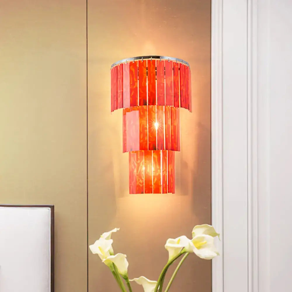 Red Prism Wall Sconce by Decorbites; three-tier red glass panels, warm glow on Tampa Home & Garden Store