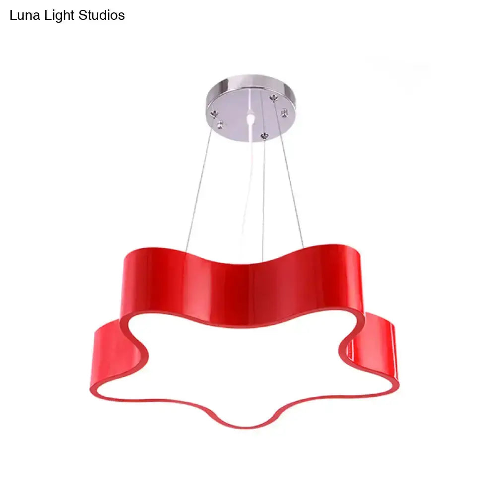 Modern red metal wavy star pendant LED light hanging ceiling fixture Decorbites on Tampa Home & Garden Store