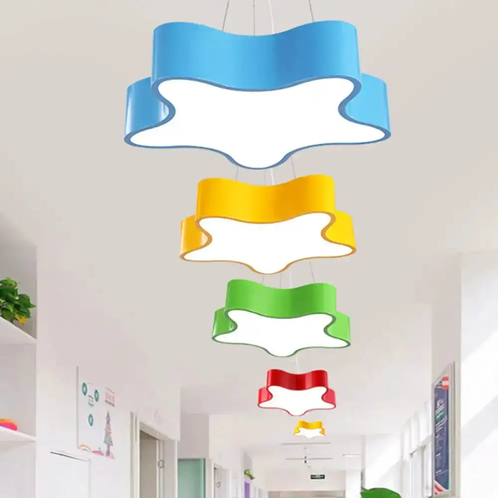 LED hanging light set of 5 with blue yellow green red wavy rims and white centers Decorbites on Tampa Home & Garden Store