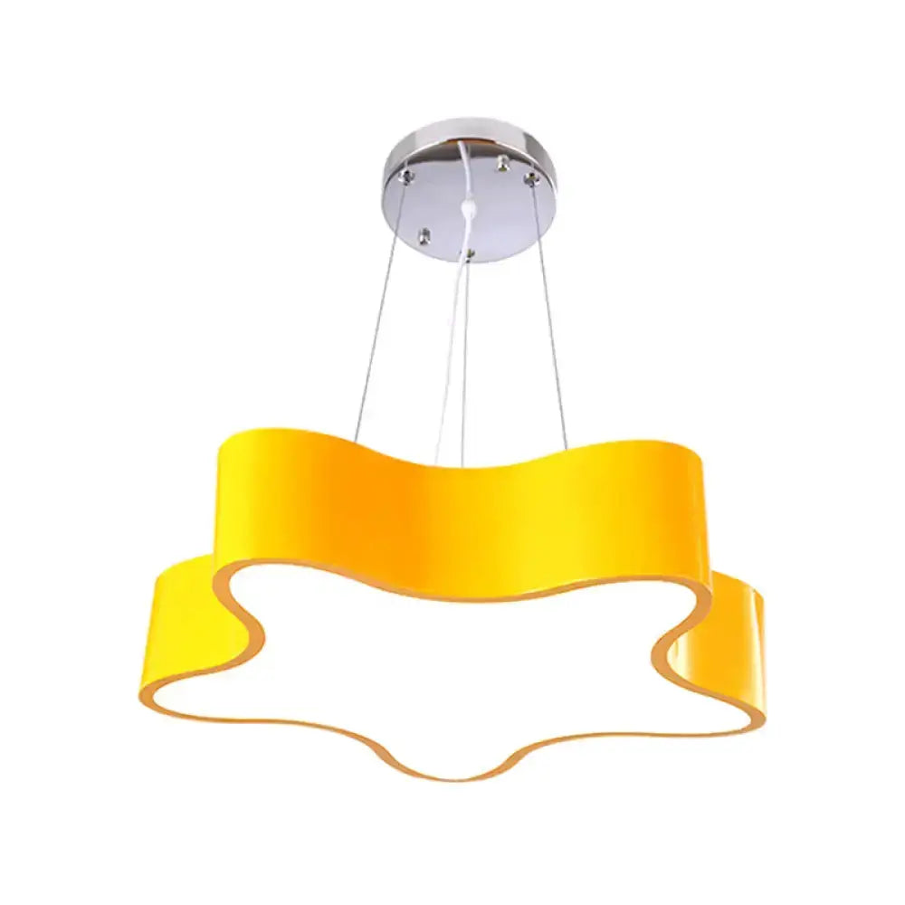 Yellow wavy star pendant light with chrome ceiling mount Decorbites LED fixture on Tampa Home & Garden Store
